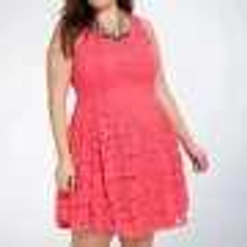 Torrid Womens 18 Coral Floral Lace Sleeveless Fit & Flare Garden Dress
